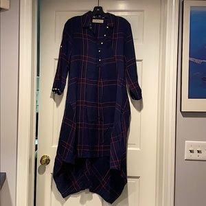 Cotton dress with bi-level hem